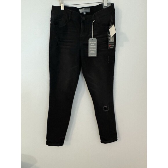 Wit & Wisdom 'Ab’solution Jeans Size 6 Petite Dark Wash Black New Distressed - Picture 3 of 10